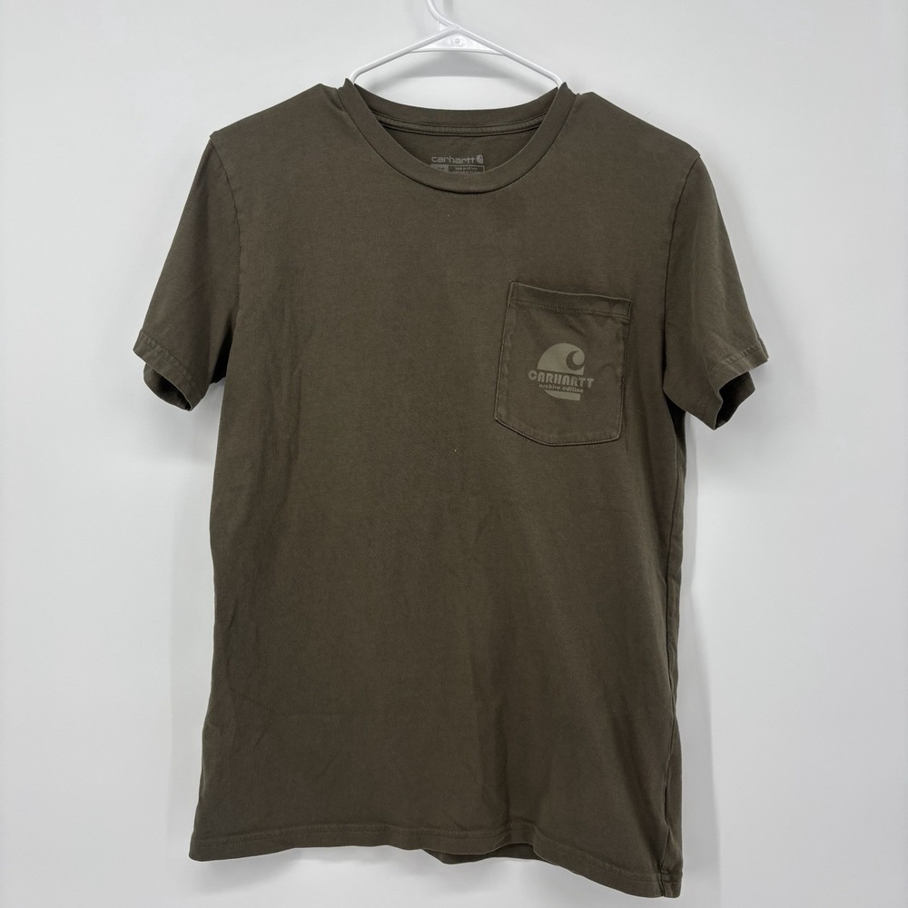 Carhartt Olive Green Super Dux T Shirt Boys Large 14/16 Short Sleeve Hunting